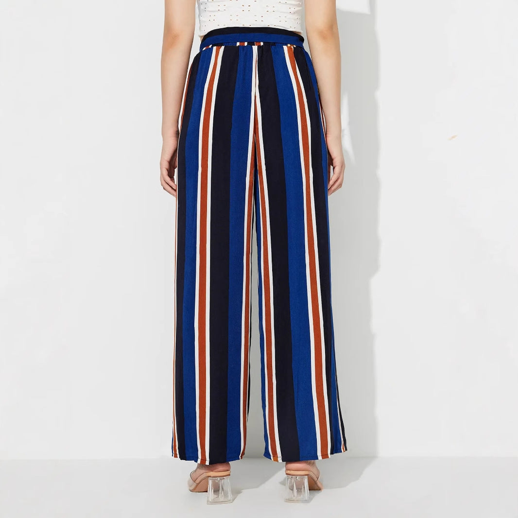 Damen Palazzo-Hose Streifenmuster Weite Bein Norvielle