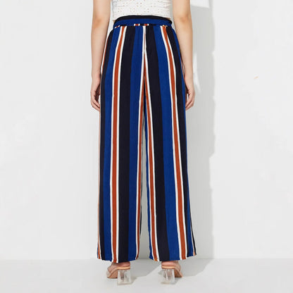 Damen Palazzo-Hose Streifenmuster Weite Bein Norvielle