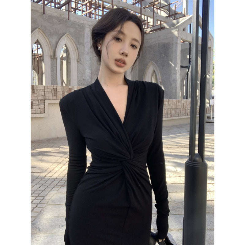 Damen Wickelkleid V-Ausschnitt Faltenwurf Norvielle