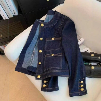 Damen Jeansjacke mit goldenen Knöpfen Norvielle