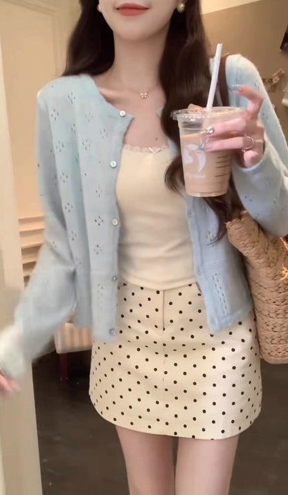 Damen Strickjacke Blütenmuster Norvielle