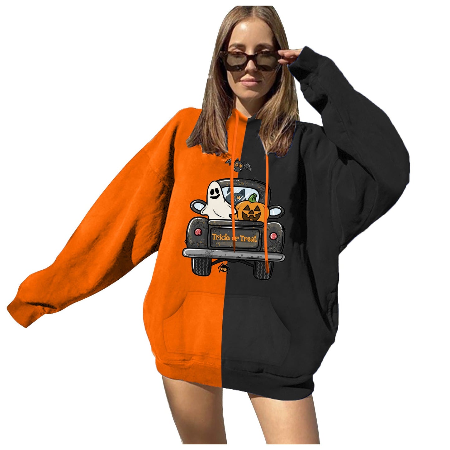 Damen Kapuzenpullover Halloween-Motiv Lässiger Schnitt