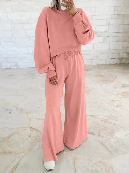 Damen Sport-Set Cropped Sweatshirt und weite Hose Norvielle