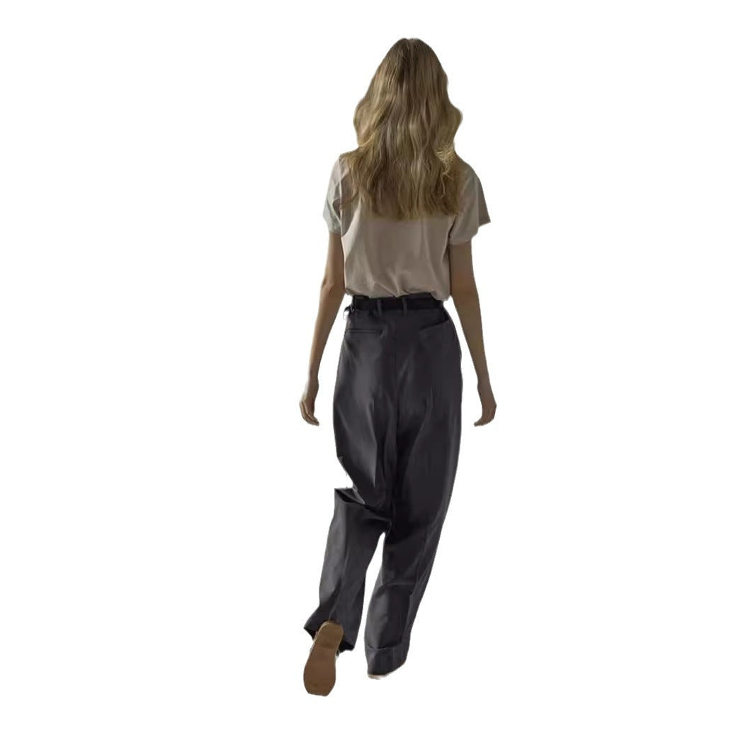 Damen Hochbundhose Weit Norvielle Mit Gürtel
