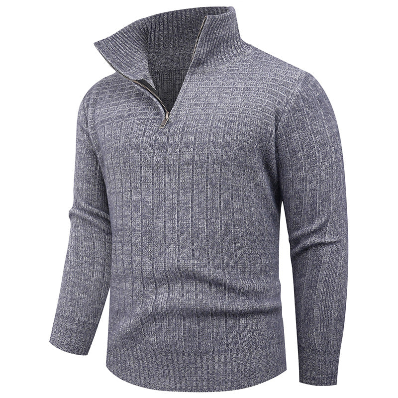 Herren Strickpullover Moderner Reißverschluss Rippstruktur Bequem