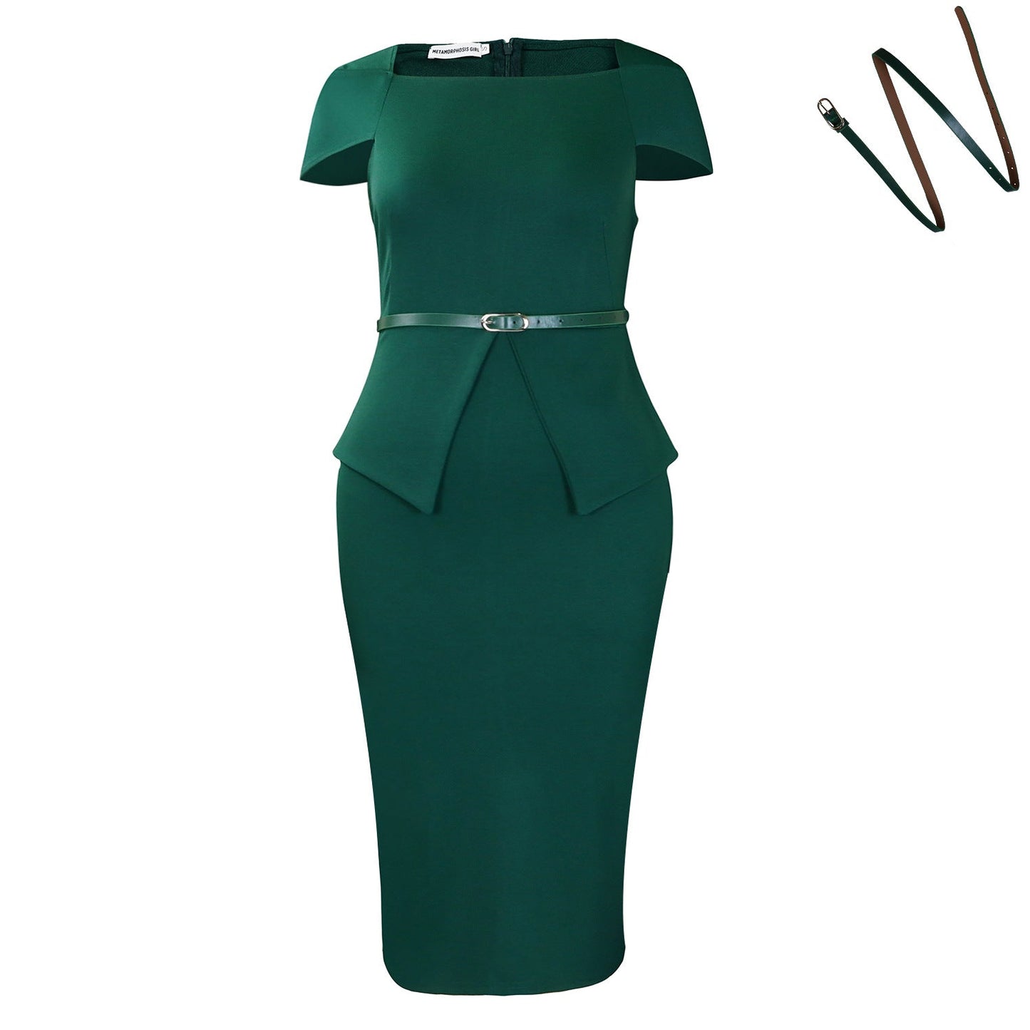 Damen Cocktailkleid Figurbetont Peplum Design Elegant