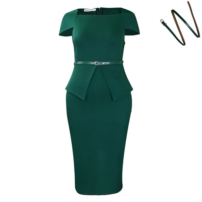 Damen Cocktailkleid Figurbetont Peplum Design Elegant