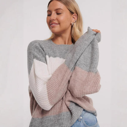 Damen Pullover Blockdesign Lässig Norvielle