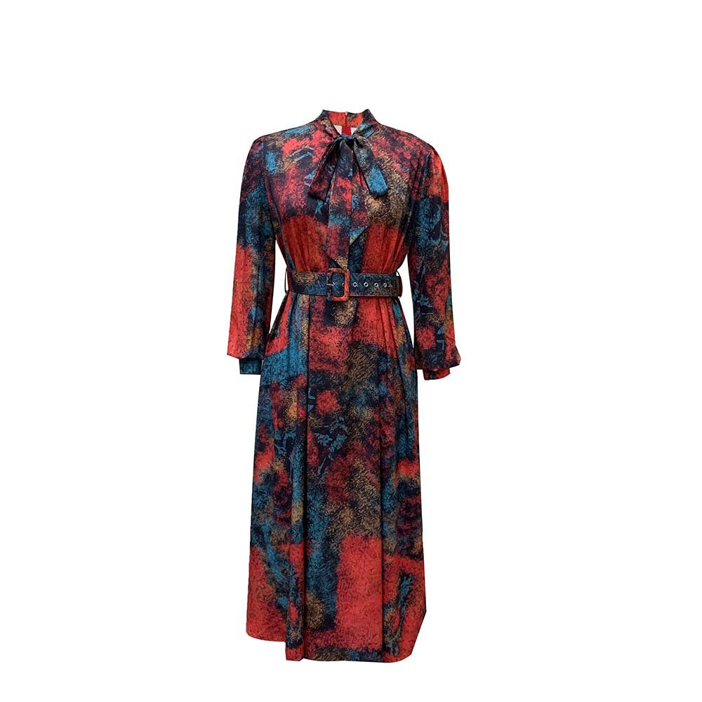 Damen Midi-Kleid mit Schleife und Gürtel Norvielle