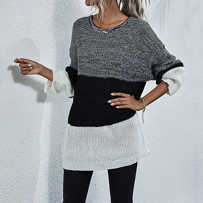 Damen Strickpullover Oversized Farbwechsel Norvielle