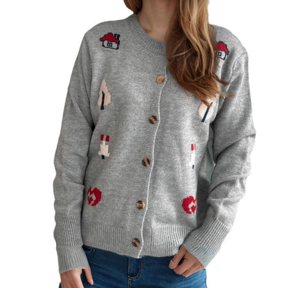 Damen Strickjacke Bunt Knöpfe Norvielle