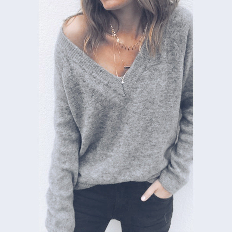 Damen Pullover V-Ausschnitt Lässiger Schnitt Norvielle