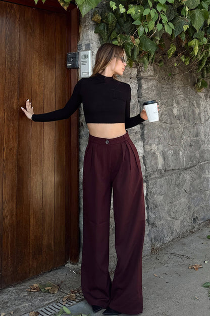 Damen Oberteil mit hoch geschnittenen Hosen Norvielle Elegantes Design