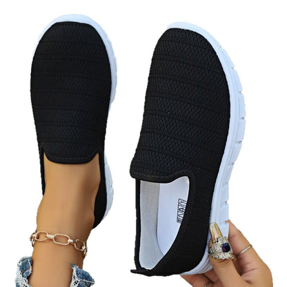 Damen Slip-On Sneakers Atmungsaktives Obermaterial Flexibler Sohle