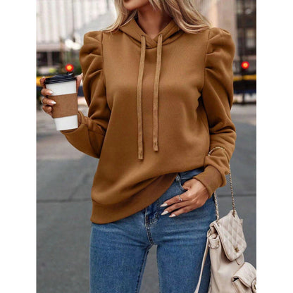 Damen Kapuzenpullover Puffärmel Gemütlicher Schnitt Norvielle