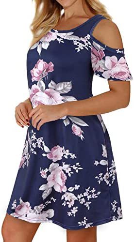 Damen Sommerkleid Florales Design Schulterfrei Norvielle