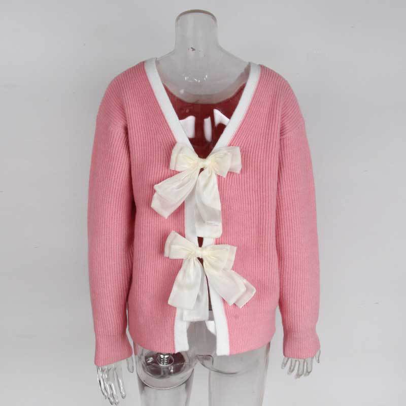 Damen Strickpullover V-Ausschnitt Dekorativ Norvielle