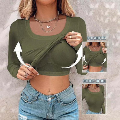 Damen Cropped Langarmshirt Mit Trägershirt Norvielle