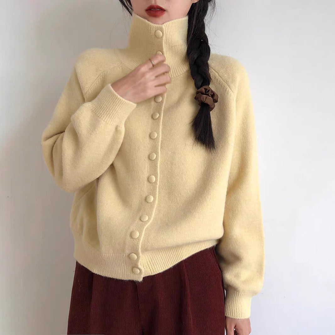 Damen Cardigan Knopfverschluss Feinripp Norvielle Beige