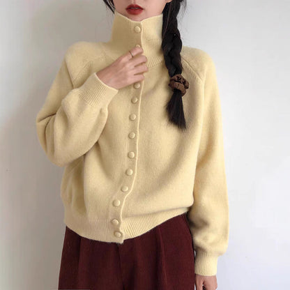 Damen Cardigan Knopfverschluss Feinripp Norvielle Beige