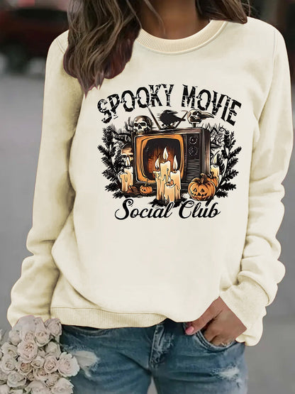 Damen Sweatshirt Spooky Film-Motiv Lässiger Schnitt