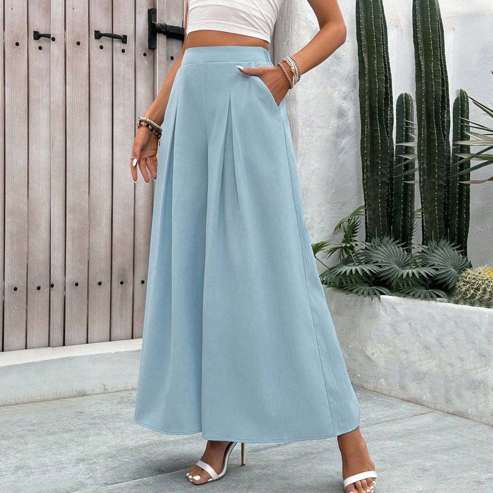 Damen Palazzo-Hose Weite Faltenhose mit Taschen