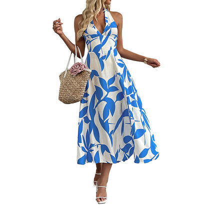 Damen Maxikleid mit hohem Schlitz Floralmuster