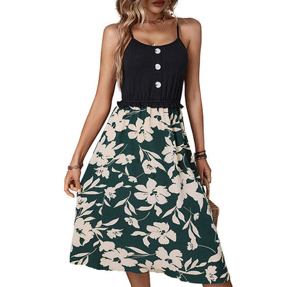 Damen Kleid Floralmuster Knopfleiste Norvielle
