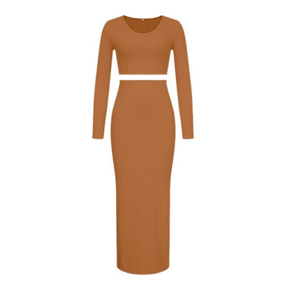 Damen Langarm-Kleid Anpassbarer Taillengürtel Norvielle