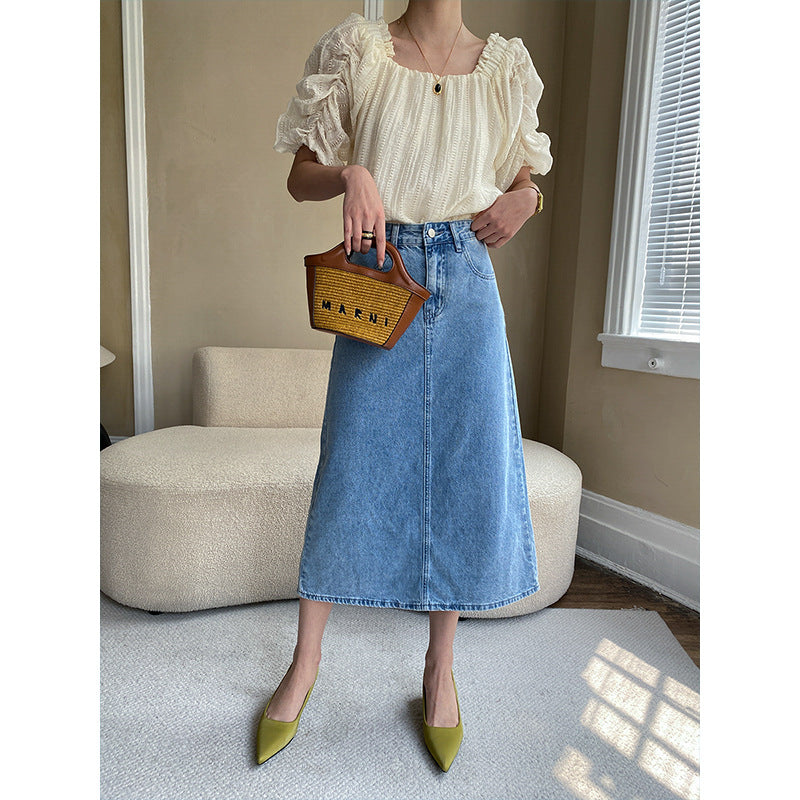 Damen Eleganter Long Denimrock