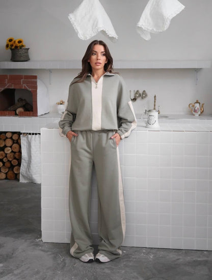 Damen Sportliches Oberteil Set mit lässigem Kragen und