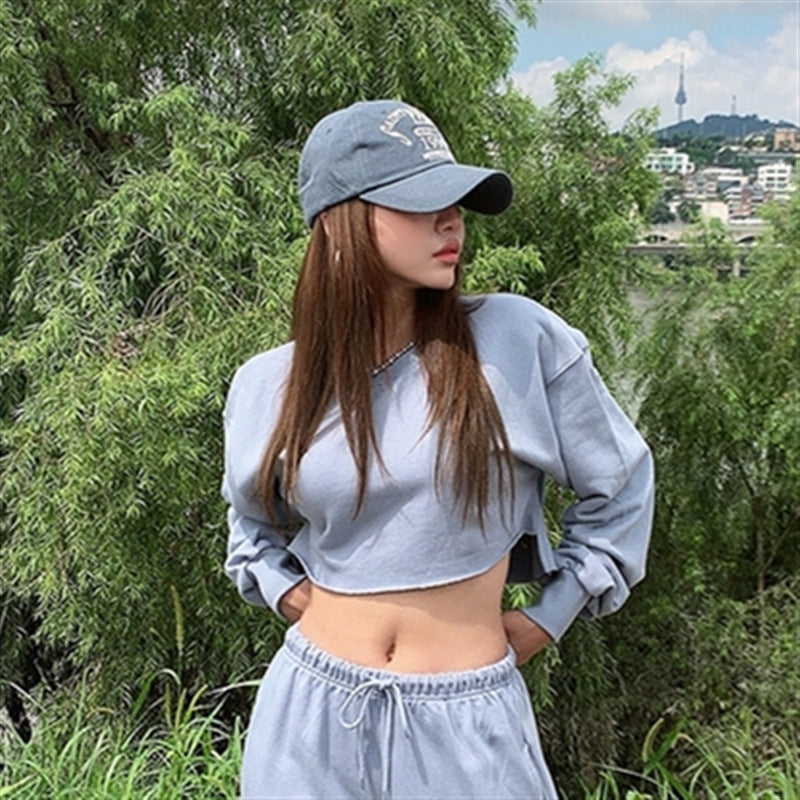 Damen Crop- Set Elastische Hose