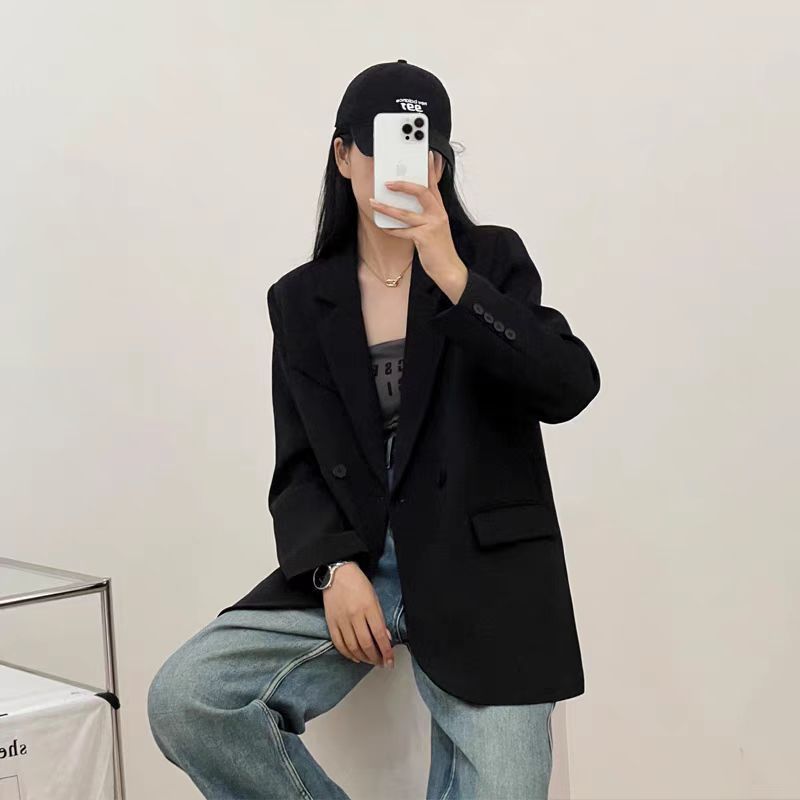 Damen Oversized Blazer Strukturiert Schwarz Norvielle - Norvielle