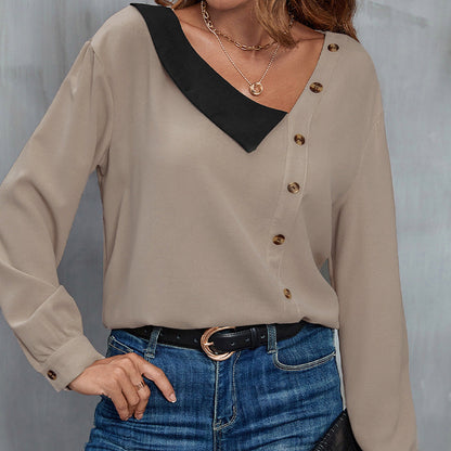 Damen Bluse Elegante Asymmetrischer Ausschnitt Modern