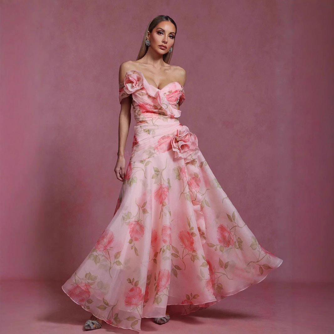 Damen Maxikleid Blumenmuster Fließend Elegant Norvielle - Norvielle