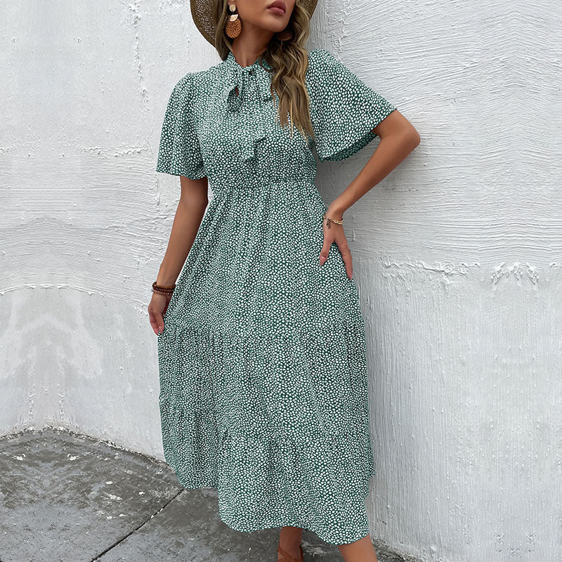 Damen Kleid Kurzärmelig Rüschen Design Norvielle