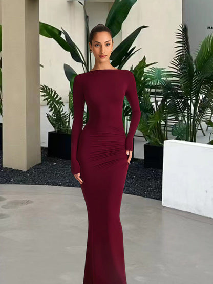 Damen Abendkleid Langärmlig Figurbetont Norvielle