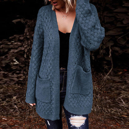 Damen Strickjacke Strukturiertes Muster Beige