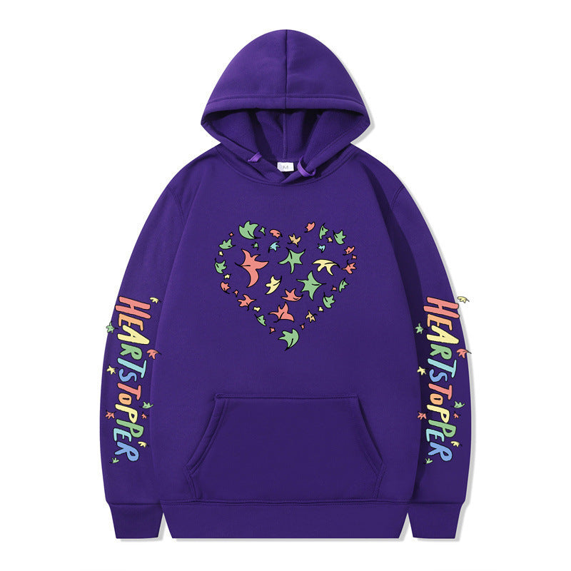 Damen Kapuzenpullover Herz- und Blattmotiv Norvielle