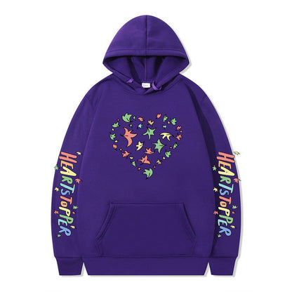 Damen Kapuzenpullover Herz- und Blattmotiv Norvielle
