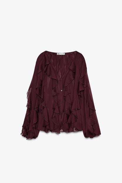 Damen Blusenoberteil Drapiert Bluse Norvielle