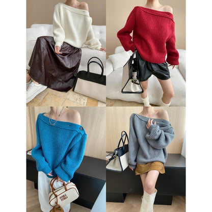 Damen Strickpullover Eleganter Überhang Norvielle