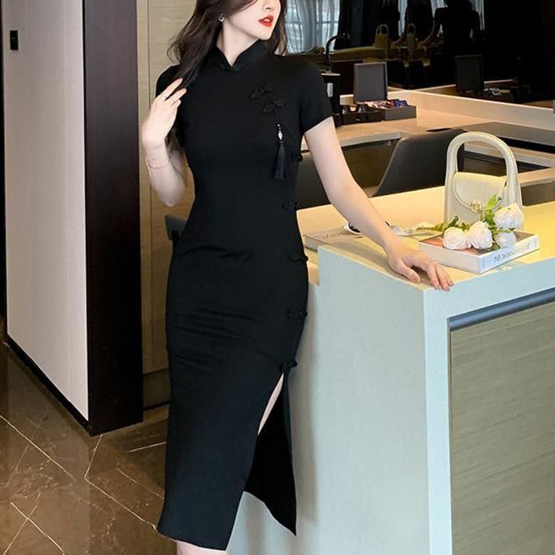 Damen Bodycon-Kleid Kurzärmelig Hochschlitz Norvielle - Norvielle