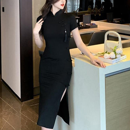 Damen Bodycon-Kleid Kurzärmelig Hochschlitz Norvielle - Norvielle