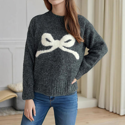 Damen Pullover Kuschelfleece Schleifenmuster Beige