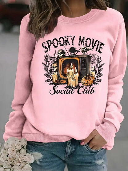Damen Sweatshirt Spooky Film-Motiv Lässiger Schnitt