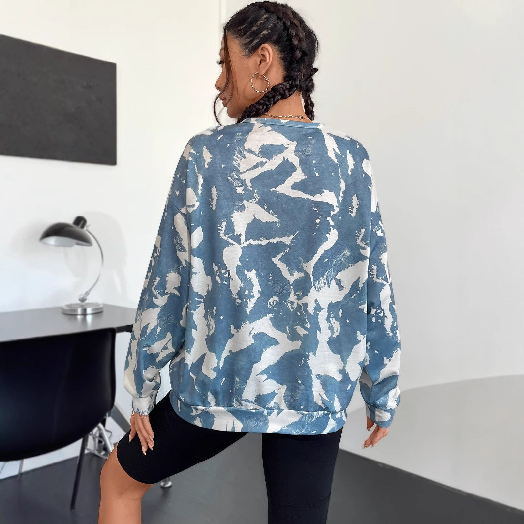 Damen Sweatshirt Camouflage Muster Übergroß Norvielle