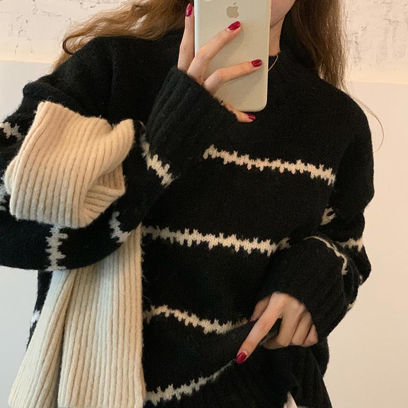 Damen Oversized Pullover Gestreift Weich Norvielle - Norvielle