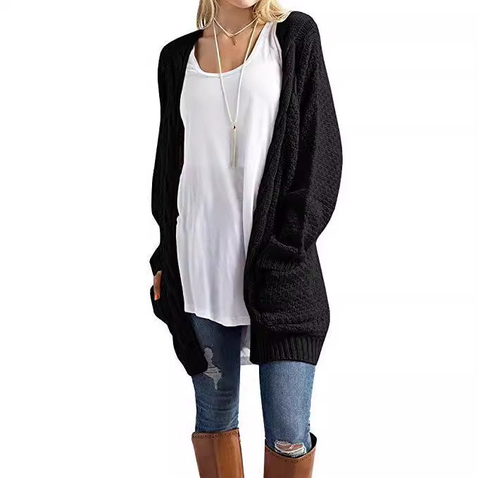 Damen Strickjacke Strukturiertes Muster Praktische Taschen Norvielle