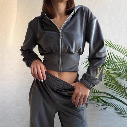 Damen Lounge-Set mit Kapuze elastischer Bund Norvielle